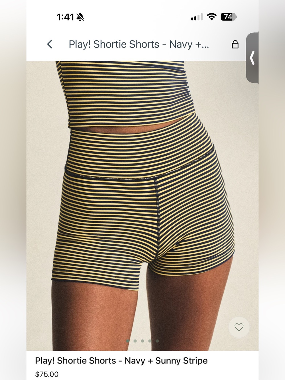 Daily Drills Play! Shortie Shorts XS Navy Sunny Stripe NWT Unopened